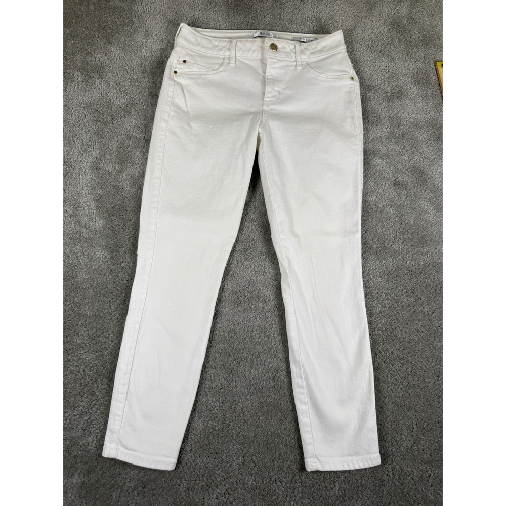Guess Sexy Curve White Skinny Jeans Womens 26 W82AJ3S3AF0 Mid Rise Denim